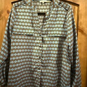 Calvin Klein Blue and Brown Geometric Shirt